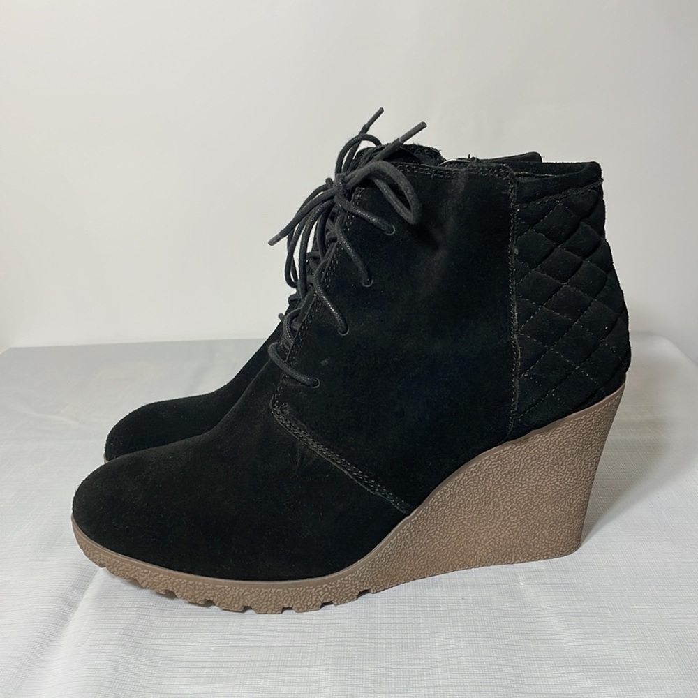 MIA 11 wedge ankle boots booties black suede - Picture 5 of 11